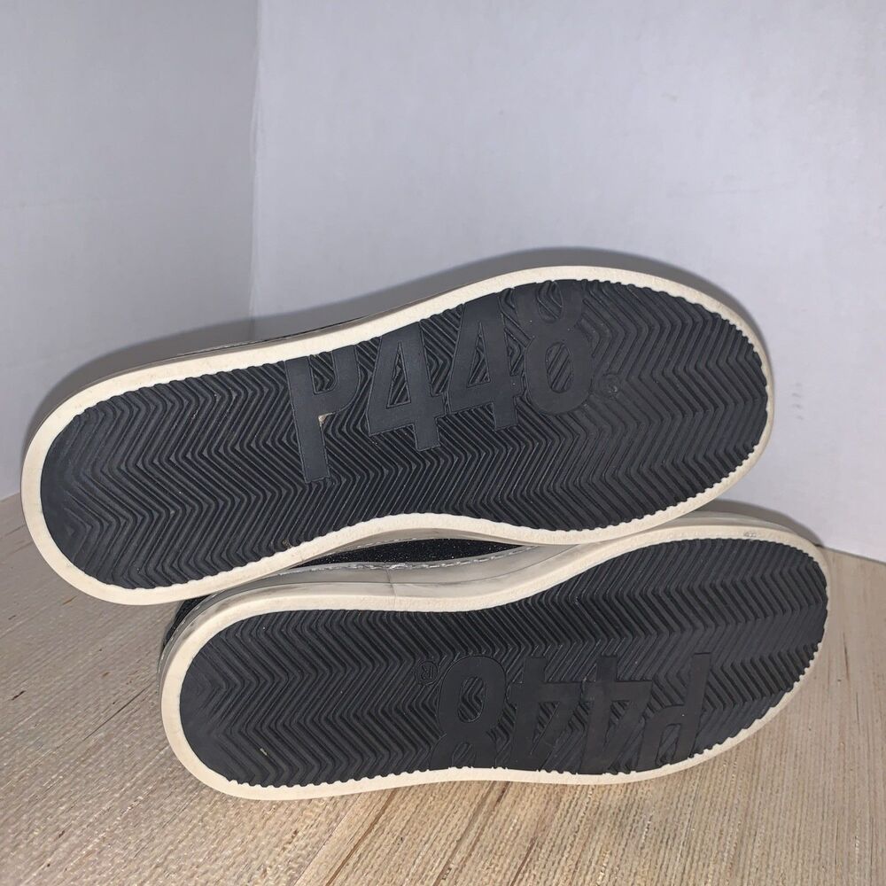 P448 John Glitter Black/Gold Low Top Sneakers Women’s US 7.5 Preppy Casual EU 38 - Picture 4 of 16